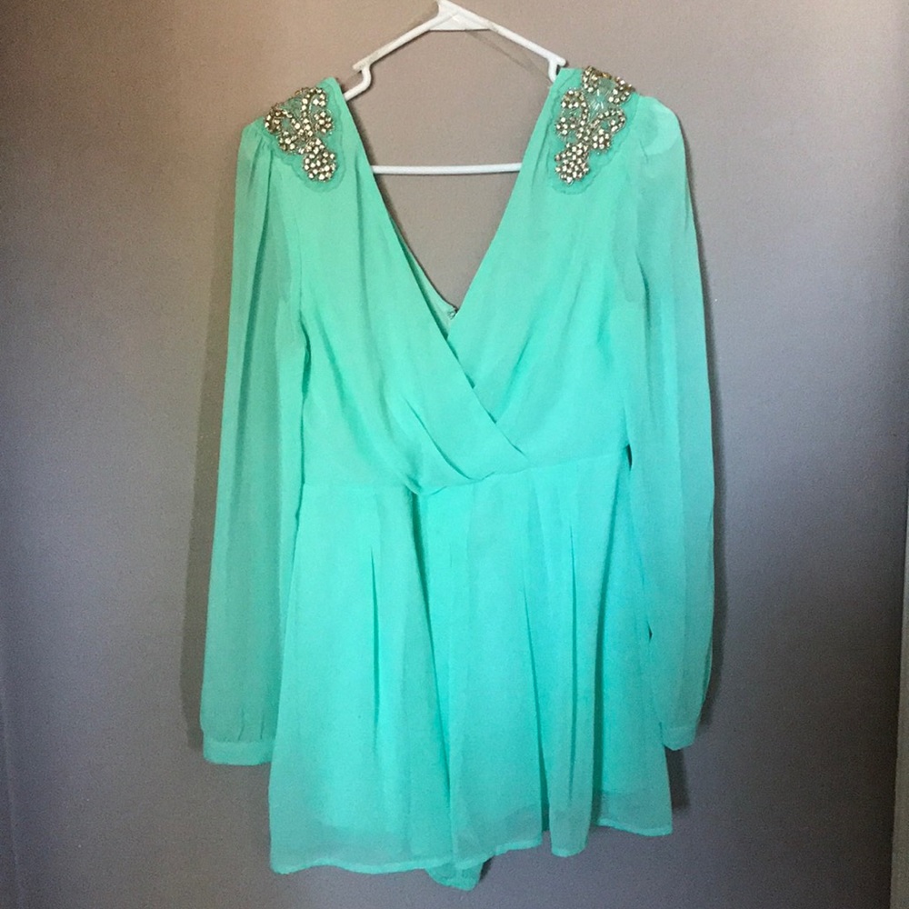 Mint Green long sleeve Romper